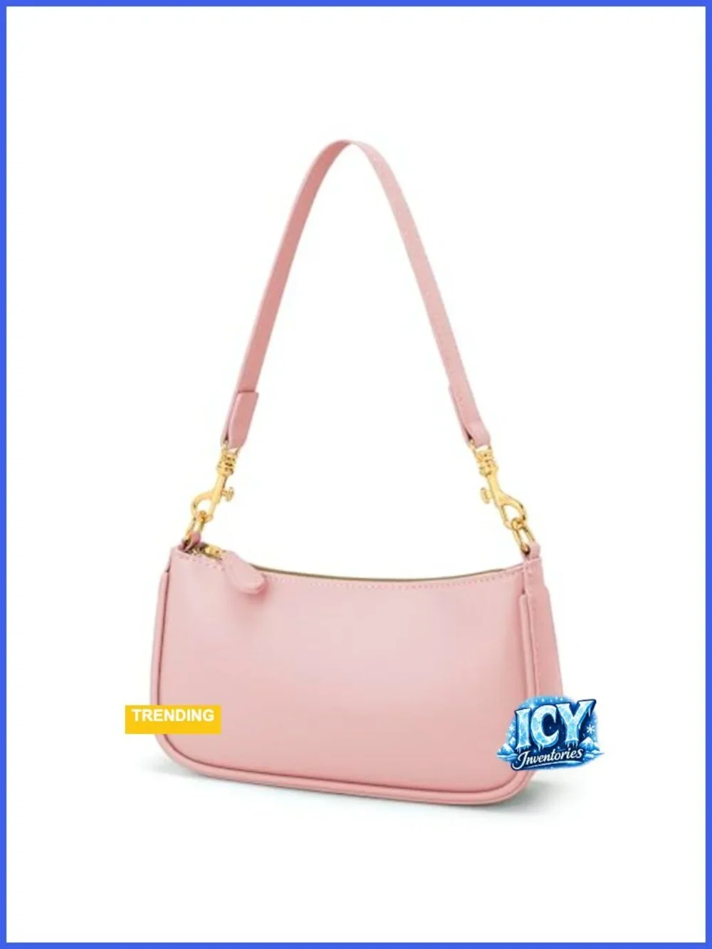 Vegan Leather Small Shoulder Bag Crossbody Purse with 2 Straps, Zipper Closure,